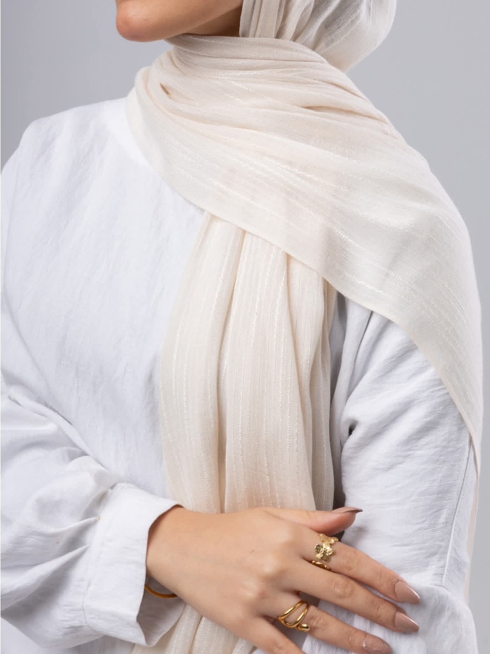 Light Cream Women's Scarf - Elegant Hijab Wrap